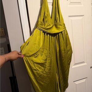 AKIRA Lime Green Halter Jumpsuit